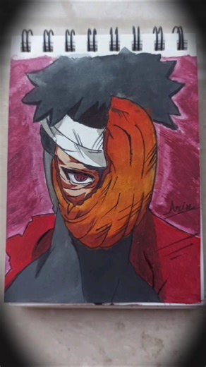 Drawing Obito Uchia with broken mask #shorts #obito #animedrawing #edit