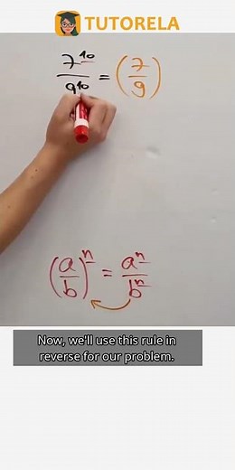 Simplifying 7^10 ÷ 9^10 using Exponent Rules #Math #ExponentsRules #PowersOfAFraction