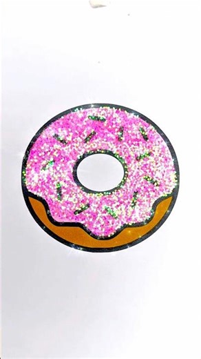 DIY glitter Strawberry Donut #kids #coloring #glitter #donuts #easyart