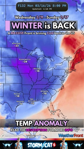 🥶 A MASSIVE Cold Front is sweeping across the US, sending temperatures CRASHING down #weather