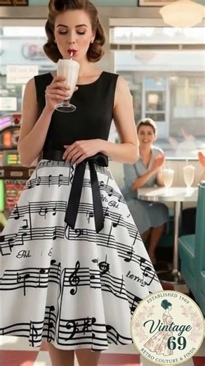 Twirl into timeless elegance with our Musical Notes Swing Dress! 🎶✨