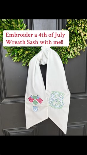Embroider a 4th of July Wreath Sash