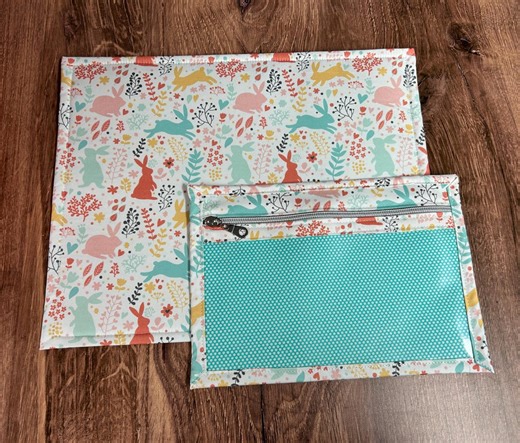 Vinyl Cross Stitch Project Bag - Embroidery Bag - Project Bag - Knitting & Crochet Bag - Organizer - Rabbit Project Bag - Notions - Bunny - Etsy