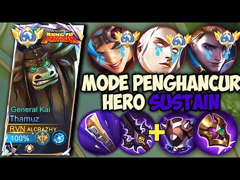 SOLO RANK THAMUZ MODE PENGHANCUR HERO SUSTAIN‼️GAMEPLAY TOP GLOBAL THAMUZ - MLBB