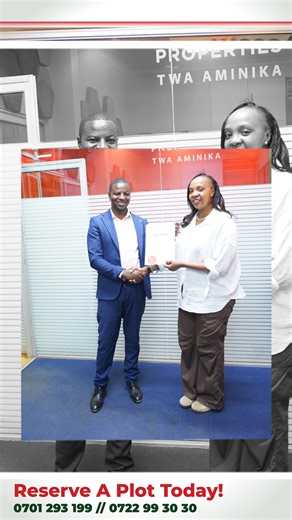 From Uncertainity to a proud landowner Tabitha Wangari wasn’t sure about buying land at first, but after visiting our Kikuyu office, she experienced the trust and professionalism that made her decision easy. Today, she proudly holds her title deed. You could be next : Call/WhatsApp 0701 293 199 | More info: amccopropertiesltd.co.ke #happylandowner #amccoproperties | AMCCO Properties LTD.