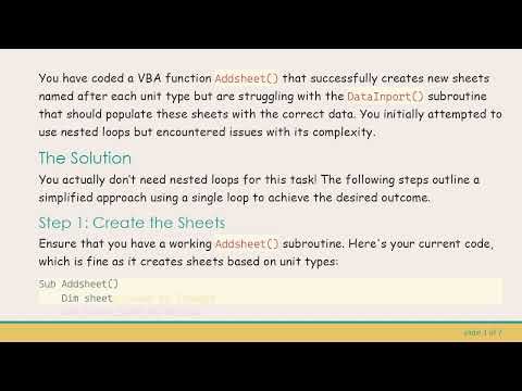 Efficiently Using Excel VBA to Populate Multiple Sheets with Unique Data