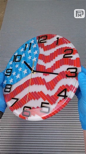 USA flag clock made with resin and pencils