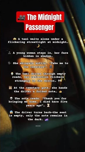 A Midnight Ride…a passenger who never lived…and a note that chills forever🌙💀 #horror#hauntingwords