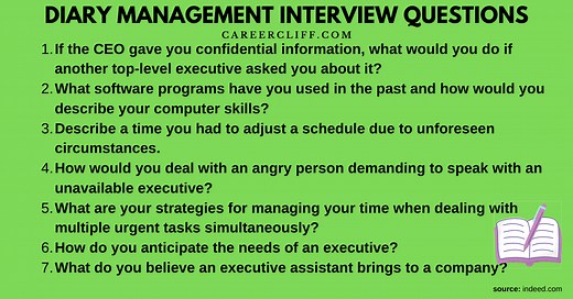Diary Management Interview Questions and Answers - CareerCliff
