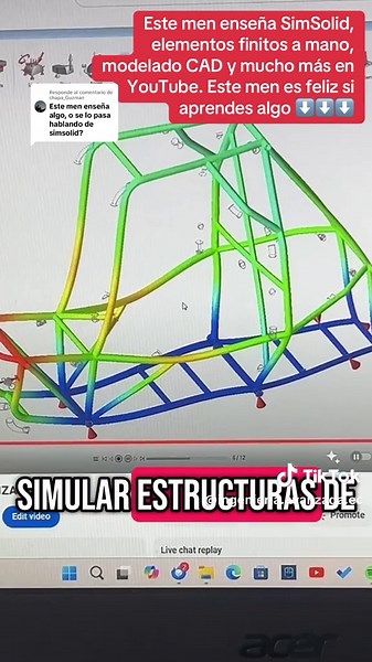Respuesta a @chapa_Guzman Este men enseña SimSolid, elementos finitos a mano, modelado CAD y mucho más en YouTube. Este men es feliz si aprendes algo ⬇️⬇️⬇️ #ingenieriaavanzada #ecuador #simulacion #elementosfinitos #fea #fem #finiteelementanalysis #analisisestructural #calculoestructural #staticanalysis #finiteelementmethod #mechanicalengineering #structuralengineering #diseñomecanico #partmodeling #EDEM #solidworks #simulation #cursosecuador2023 #ingenieriamecanica #structuralanalysis #finitee