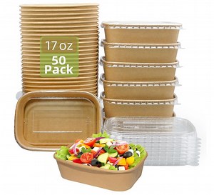 [Hot Item] Wholesale Disposable Food Containers, Kraft Paper Bowls, Biodegradable Food Containers