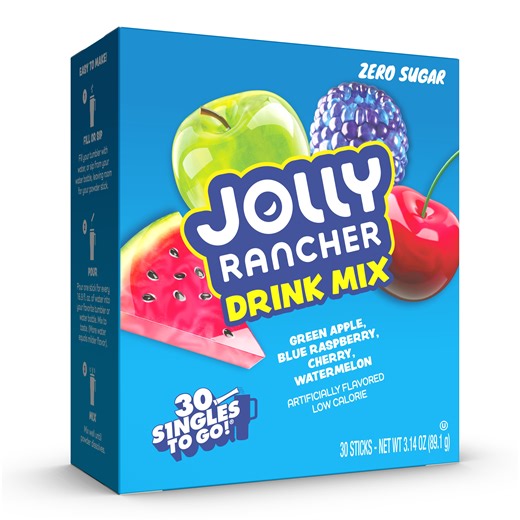 (6 pack) Jolly Rancher Sugar-Free Variety pack Singles to Go Powdered Drink Mix, 30 Count Packets