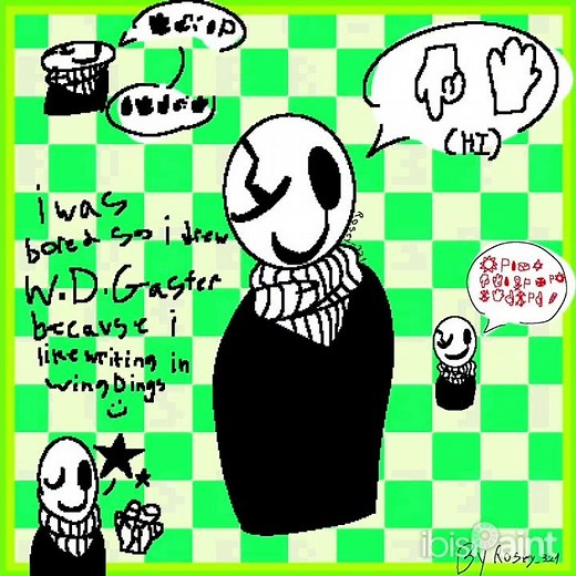 I was bored so I drew W.D.gaster, Wingdings translation in des