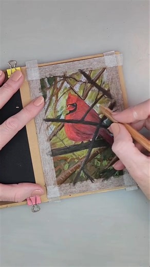 This little guy perched outside my window, so I had to paint him! #tombowbrushpen #coloredpencils