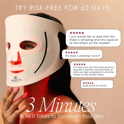 Skincare that works—400% harder ✨ With 400% more LEDs than the average LED mask, Lumalux Face delivers real results in just 3 minutes a day. Tackle your biggest skin concerns, from fine lines to acne and hyperpigmentation, with science-backed red light therapy. Love your transformation or return it within 60 days, no questions asked. | Project E Beauty