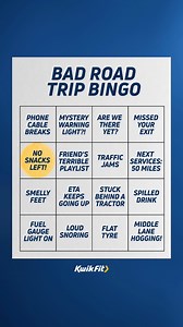 🎯Car journey bingo: the game nobody wants to win. 10 minutes in and you’ve already hit mystery warning light and a flat tyre...classic. Which ones have you ticked off before?👀 | Kwik Fit