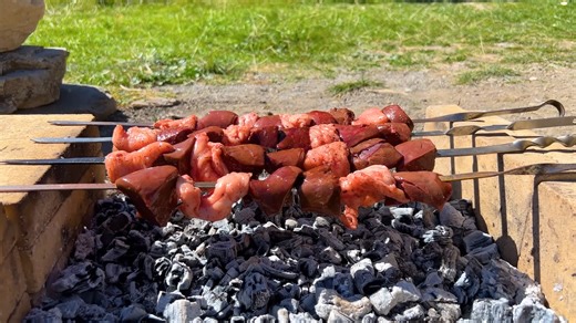 Traditional lamb offal dinner prepared the old-fashioned way