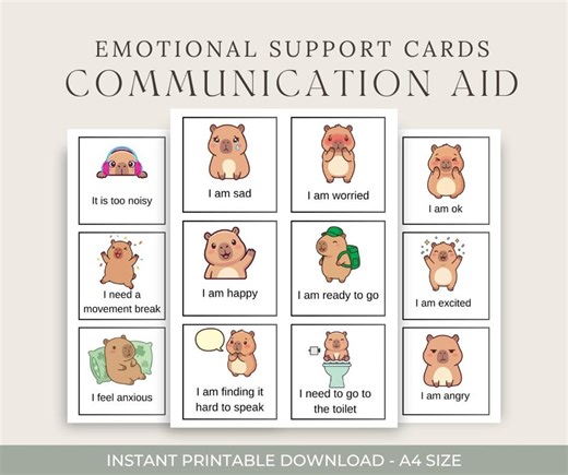 Capybara Communication Cards, Autism ADHD Aid, Emotional Regulation (digital Download) - Etsy Canada