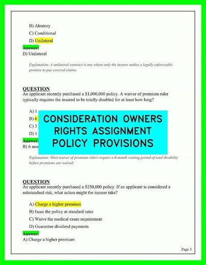 CONSIDERATION | OWNERS RIGHTS, ASSIGNMENT & POLICY PROVISIONS - Latest Video Lecture 2026 Updated