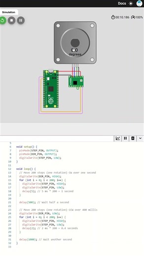 Raspberry Pi Pico Stepper Motor Control in #wokwi