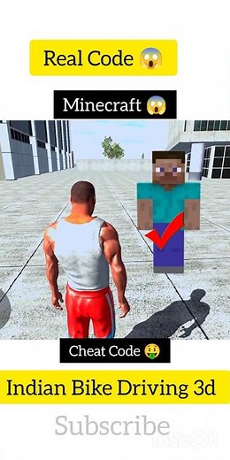 😱 Minecraft- in Indian Bike Driving 3d | Real Code 🤑 #indiabike3d