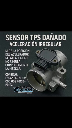 ⚡ SENSOR TPS DAÑADO = ACELERACIÓN IRREGULAR ⚙️ ¿Qué es el sensor TPS? El Sensor TPS (Throttle Position Sensor) se encarga de medir la posición del pedal del acelerador o mariposa. 🔁 Envía esa información a la ECU para que ajuste en tiempo real la cantidad de aire y combustible necesaria. 📲 Es crucial para un control suave del motor, especialmente en aceleración y ralentí. 🚨 ¿Qué sucede si falla? Cuando el sensor TPS da señales erróneas o deja de funcionar: El motor no responde bien al pisar e