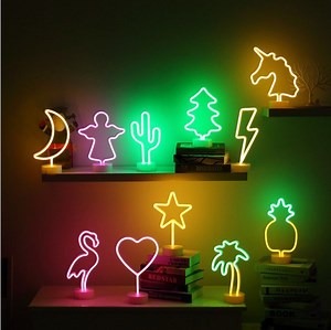 [Hot Item] LED Neon Table Lamp with Base Battery Box and USB