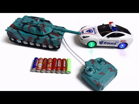 Unboxing rc 3D lighting police car rc radio control car robot tanker car review test😲