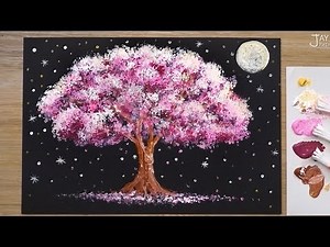 'Full Moon Night' Acrylic Painting Techniques