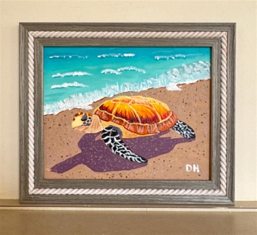 Original Sea Turtle Painting/ocean Artwork/beach House Wall Art/tropical Art/bathroom Wall Art/marine Life Art/nautical Decor/10 X 22 Framed - Etsy