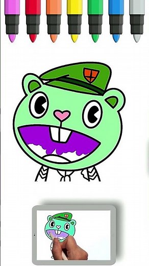 How to draw Flippy from Happy Tree Friends | Painting and Coloring for Kids & Toddlers #forkids