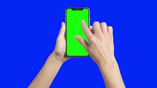 Green Screen. Smartphone App Promo. Complete Female Phone.