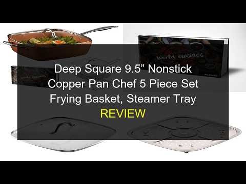 Deep Square 9.5" Nonstick Copper Pan Chef 5 Piece Set | Fry, Steam, Bake & More!