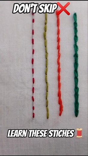 Learn These Simple Embroidery Stitches Before You Start 🧵🔥#shortsfeed #viral #embroidery #sewinglove