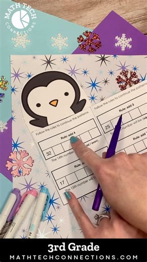 Mariela | Math Tech Connections on Instagram: "Tired of boring worksheets? Turn them into simple, kid-friendly math booklets with adorable penguins 🐧 Students practice • Skip counting patterns (3rd) • Following rules (4th) • Input/output tables (5th) Each grade level also includes exit tickets to help students think critically about the patterns they notice. 👇 Type PENGUIN in the comments to grab this activity."
