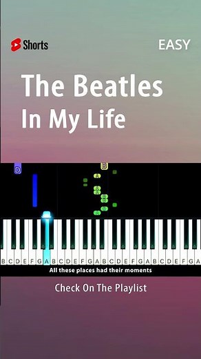 The Beatles - In My Life - EASY Piano TUTORIAL by Piano Fun Play #youtubeshorts #shorts