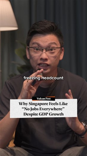 Vulcan Post on Instagram: "“GDP up, but no jobs?” You’re not imagining it. Singapore’s economy is growing, but companies aren’t hiring the way they used to. High-value sectors add billions with very few roles, automation replaces headcount, CEOs stay cautious about what’s ahead, and an ageing, tightly controlled workforce pushes firms to grow through productivity instead of people. So when fresh grads struggle, and mid-career workers feel stuck, it’s not a contradiction: it’s the new reality. GD
