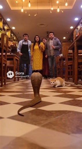 Brave Cat Chases Snake Out of Restaurant – Everyone Shocked!