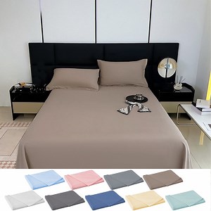 Under $5 Clearance! InsCrazy Bed Sheet, 100% Cotton Household Solid Color, Soft and breathable Bed Sheet Piece 90 x 102"