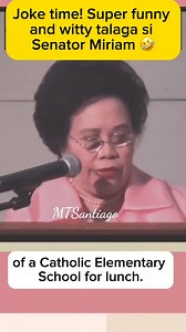 1.3M views · 38K reactions | FUNNY JOKES from the late Sen. Miriam Defensor Santiago 藍藍藍 #miriam #MiriamDefensorSantiago #IronLadyOfAsia #MiriamLegacy #feistysenator #DragonLady #platinumlady #BestPresidentWeNeverHad #Incorruptible #idoloftheyouth #RuleOfLaw #defenderoftheConstitution #fbpost #postoftheday #viralpost #highlights #followers #fypシ゚ #funnyreels #jokes #goodvibes | Sen. Miriam Defensor Santiago | Facebook