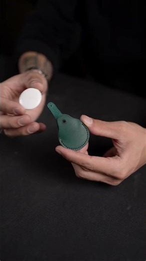 Making a Key Charm for AirTag. #asmr #leathercraft