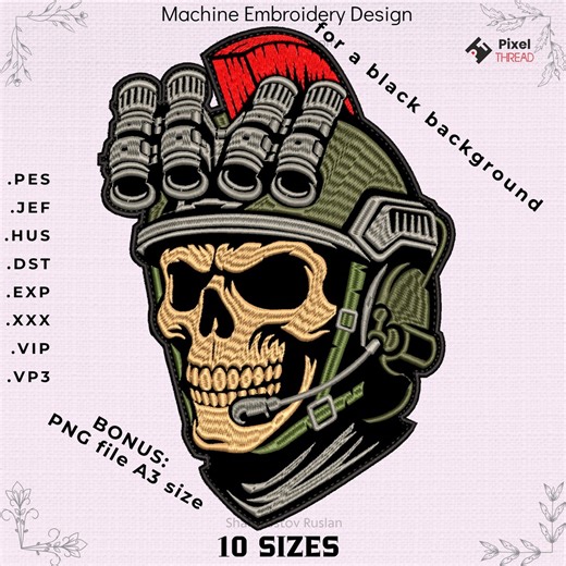Skull Military Embroidery Design – Tactical Helmet NVG Patch (digital Download) - Etsy