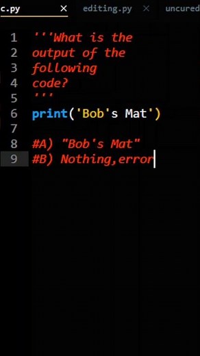 Python Practice Question: Unterminated String