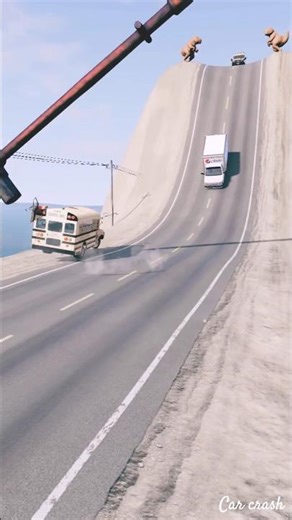 Cars & Ambulance Van vs Giant Pit Bollards Crash - BeamNG.drive