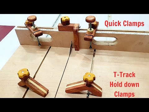 DIY Crosscut Sled and Accessories Part 2: T-Track Hold Down Clamps and Quick Clamp || Woodworking