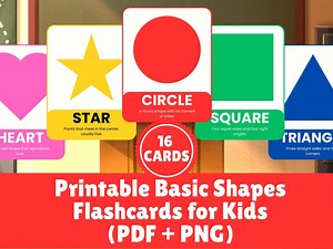 16 Basic Shapes Flashcards: Printable Learning Cards for Kids – Instant PDF   PNG Download - Etsy Australia