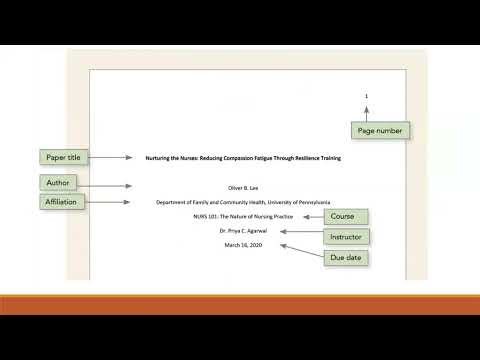 Setting up your paper in APA Format