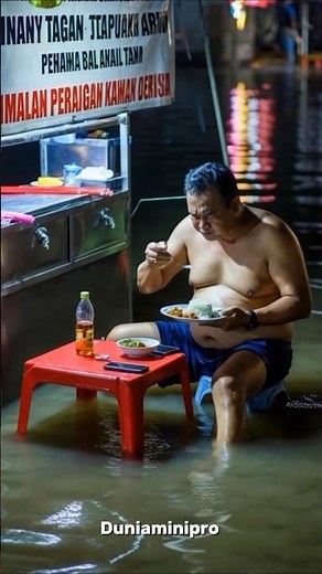 "Eating Casually Despite the Flood" #shortvideo#Indonesianfloods#viralvideo