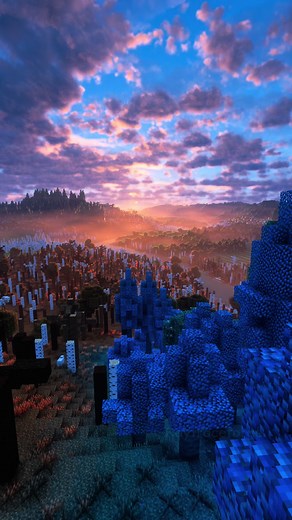 Red Sunset in the Deep Blue Forest | TerraForged (1.18.2) Biomes O' Plenty