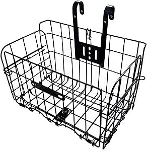 Folding Bike Front Basket Bicycle Wire Basket with Handles Easy Installation on Front Handlebar